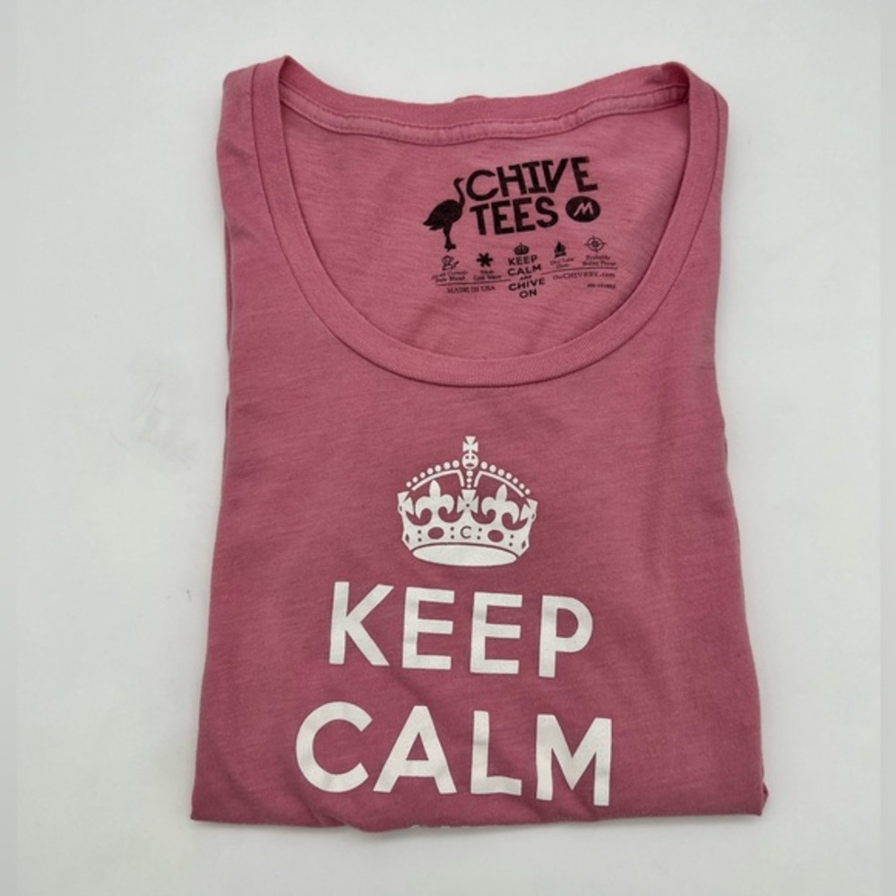 KCCO Keep Calm Chive On Women’s Chive Tee Shirt Top Rare Edition Pink Size M